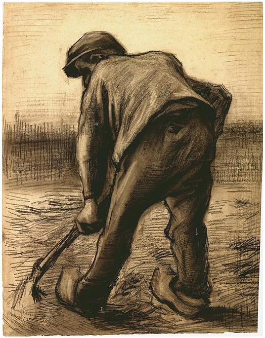 Vincent van Gogh Excavador en un campo de papas: Febrero Drawing Vincent van Gogh's Excavador en un campo de papas: Febrero Drawing
