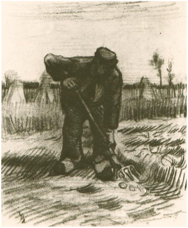 Vincent van Gogh Peasant, Digging Up Potatoes Drawing Vincent van Gogh's Peasant, Digging Up Potatoes Drawing