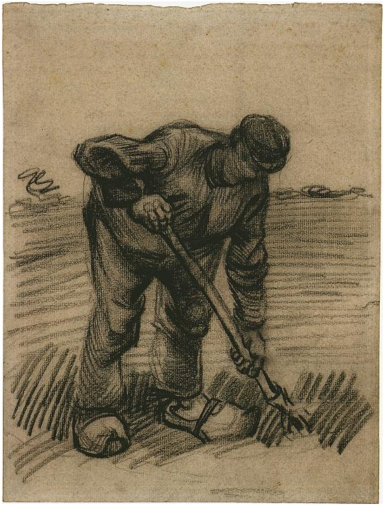 Vincent van Gogh Campesino levantando papas Drawing Vincent van Gogh's Campesino levantando papas Drawing