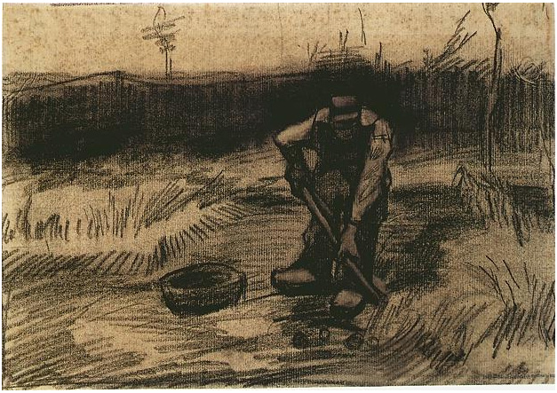 Vincent van Gogh Peasant Lifting Potatoes Drawing Vincent van Gogh's Peasant Lifting Potatoes Drawing