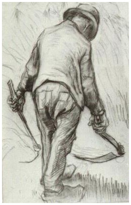 Vincent van Gogh Campesino con hoz, visto desde atrás Drawing Vincent van Gogh's Campesino con hoz, visto desde atrás Drawing