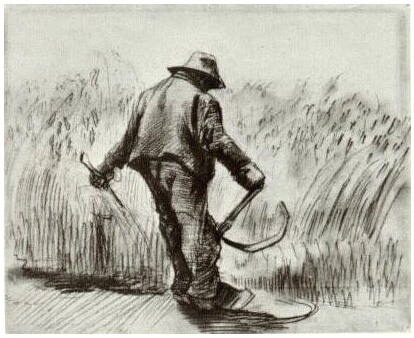 Vincent van Gogh Campesino con hoz, visto desde atrás Drawing Vincent van Gogh's Campesino con hoz, visto desde atrás Drawing