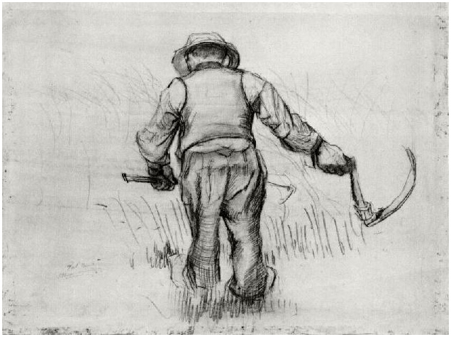 Vincent van Gogh Campesino con hoz, visto desde atrás Drawing Vincent van Gogh's Campesino con hoz, visto desde atrás Drawing
