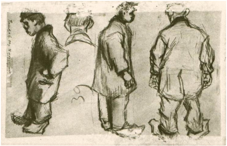 Vincent van Gogh Estudios de tres campesinos y una cabeza Drawing Vincent van Gogh's Estudios de tres campesinos y una cabeza Drawing