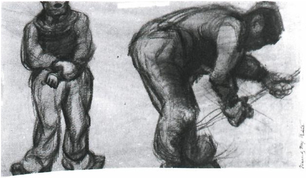 Vincent van Gogh Estudio de dos campesinos Drawing Vincent van Gogh's Estudio de dos campesinos Drawing