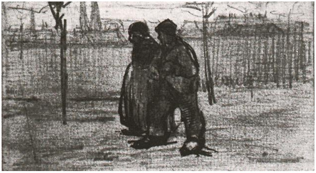 Vincent van Gogh Gente caminando en Eindhoven Drawing Vincent van Gogh's Gente caminando en Eindhoven Drawing