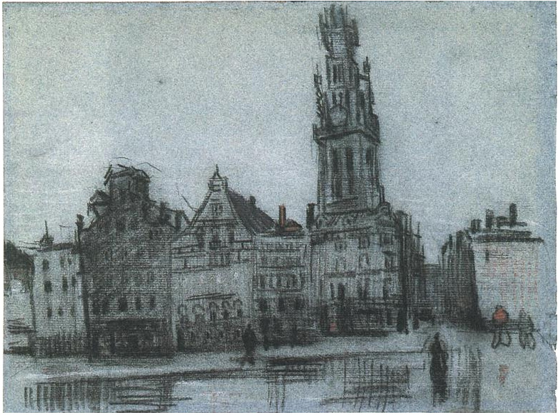 Vincent van Gogh El Grote Markt Drawing Vincent van Gogh's El Grote Markt Drawing