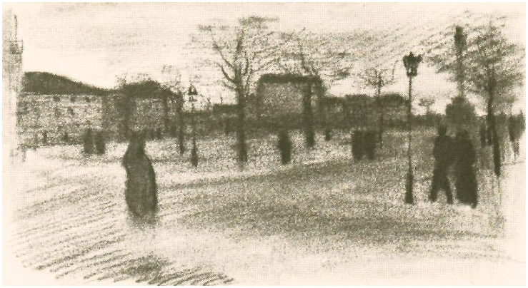 Vincent van Gogh Una plaza en París Drawing Vincent van Gogh's Una plaza en París Drawing