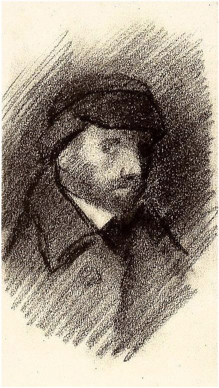 Self-Portrait with Cap by Vincent Van Gogh - 1452 - Drawing