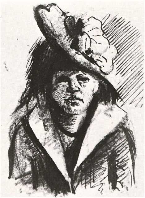 Vincent van Gogh Woman with Hat, Half-Length Drawing Vincent van Gogh's Woman with Hat, Half-Length Drawing