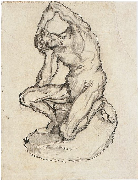 Vincent van Gogh Kneeling Écorché Drawing Vincent van Gogh's Kneeling Écorché Drawing