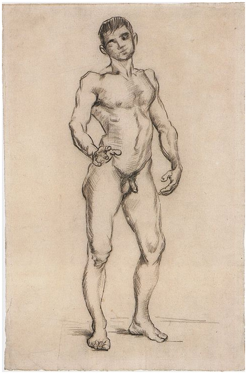 Vincent van Gogh Hombre desnudo de pie visto de frente Drawing Vincent van Gogh's Hombre desnudo de pie visto de frente Drawing