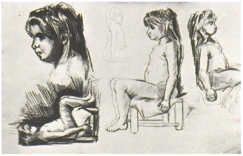 Vincent van Gogh Estudios de una chica sentada, L'âcorch y Venus Drawing Vincent van Gogh's Estudios de una chica sentada, L'âcorch y Venus Drawing