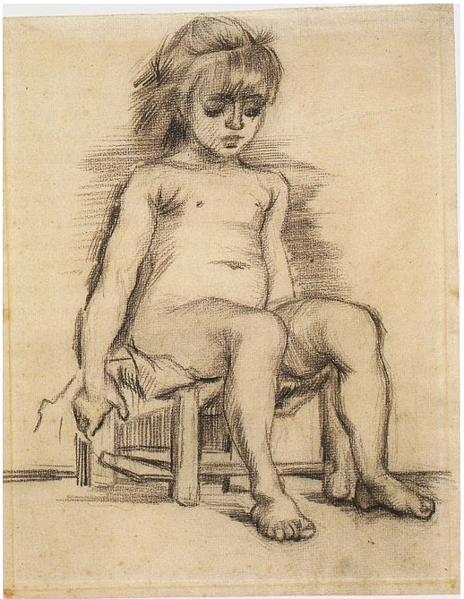 Vincent van Gogh Chica sentada vista de frente Drawing Vincent van Gogh's Chica sentada vista de frente Drawing