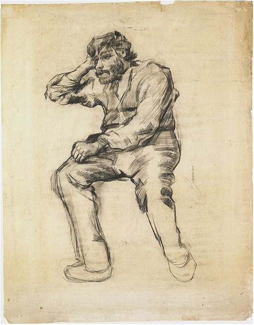 Vincent van Gogh Hombre sentado con una barba Drawing Vincent van Gogh's Hombre sentado con una barba Drawing