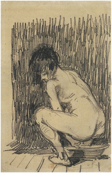 Vincent van Gogh Mujer desnuda agachada sobre una palangana Drawing Vincent van Gogh's Mujer desnuda agachada sobre una palangana Drawing