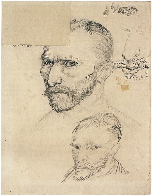 Vincent van Gogh Dos autorretratos y varios detalles Drawing Vincent van Gogh's Dos autorretratos y varios detalles Drawing