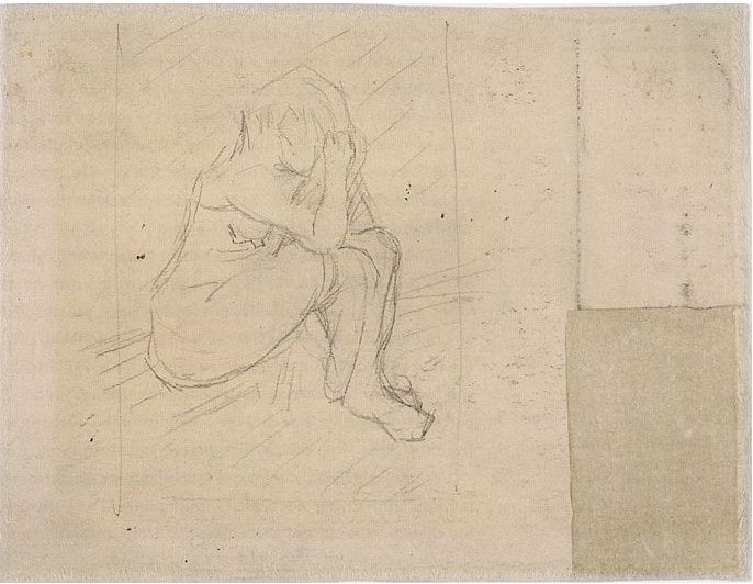 Vincent van Gogh Mujer doliéndose Drawing Vincent van Gogh's Mujer doliéndose Drawing
