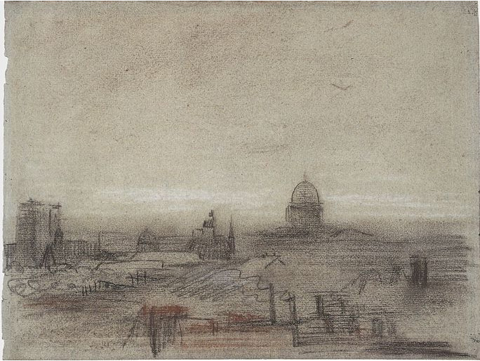 Vincent van Gogh Vista de París con Notre-Dame y el Panteón Drawing Vincent van Gogh's Vista de París con Notre-Dame y el Panteón Drawing