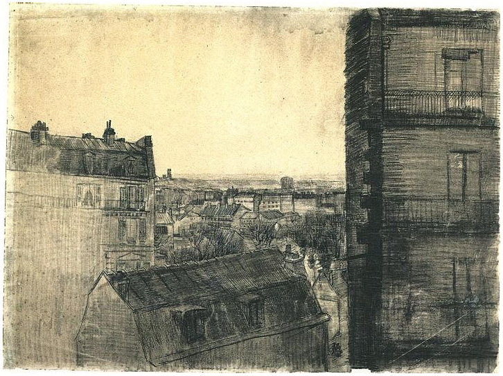 Vincent van Gogh Vista desde el apartamento en la Rue Lepic Drawing Vincent van Gogh's Vista desde el apartamento en la Rue Lepic Drawing