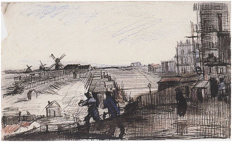 Vincent van Gogh Vista de Montmartre Drawing Vincent van Gogh's Vista de Montmartre Drawing