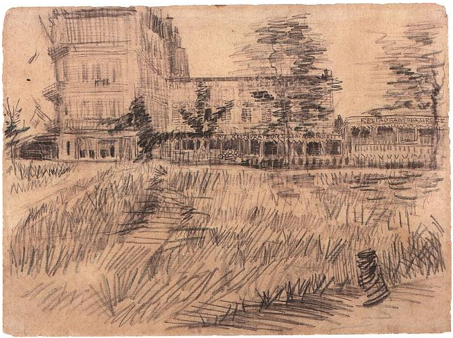 Vincent van Gogh Restaurante de la Siréne en Asniéres Drawing Vincent van Gogh's Restaurante de la Siréne en Asniéres Drawing