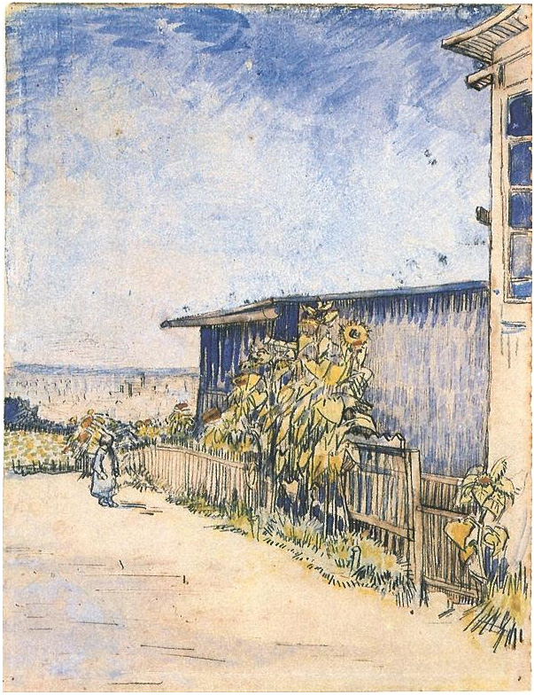 Vincent van Gogh Cobertizo con girasoles Watercolor Vincent van Gogh's Cobertizo con girasoles Watercolor