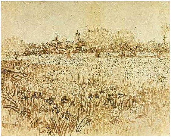 Vincent van Gogh Campo con flores Drawing Vincent van Gogh's Campo con flores Drawing