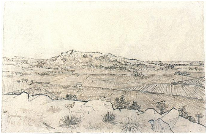 Vincent van Gogh La llanura de La Crau Drawing Vincent van Gogh's La llanura de La Crau Drawing