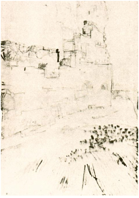 Vincent van Gogh Ruinas de Montmajour Drawing Vincent van Gogh's Ruinas de Montmajour Drawing