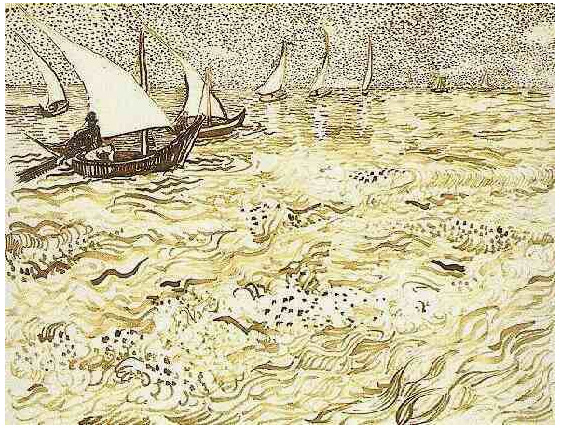 Vincent van Gogh Barcos pesqueros en alta mar Drawing Vincent van Gogh's Barcos pesqueros en alta mar Drawing