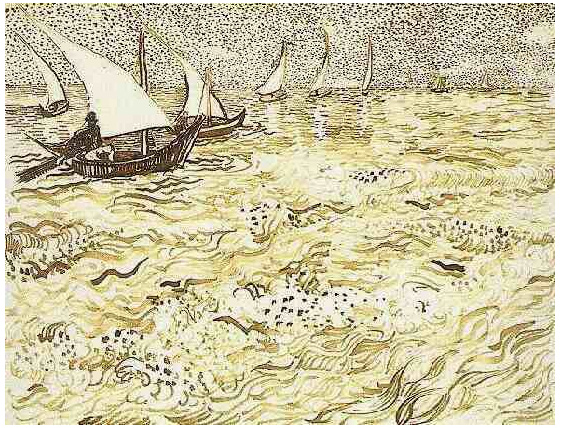 Vincent van Gogh's Fishing Boats at Sea Drawing