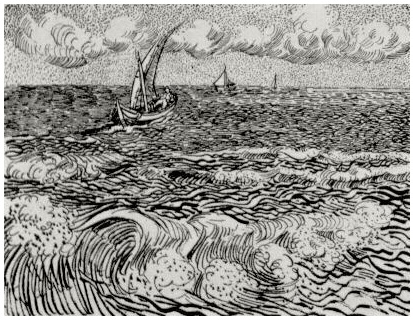 Vincent van Gogh Un barco pesquero en alta mar Drawing Vincent van Gogh's Un barco pesquero en alta mar Drawing