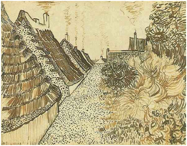 Vincent van Gogh Calle en Saintes-Maries Drawing Vincent van Gogh's Calle en Saintes-Maries Drawing