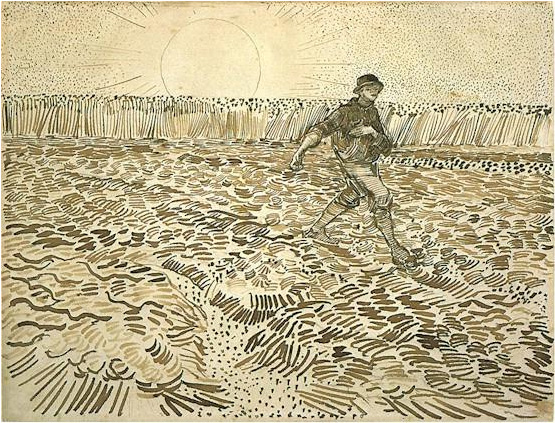 Vincent van Gogh Sembrador con Sol Poniente Drawing Vincent van Gogh's Sembrador con Sol Poniente Drawing
