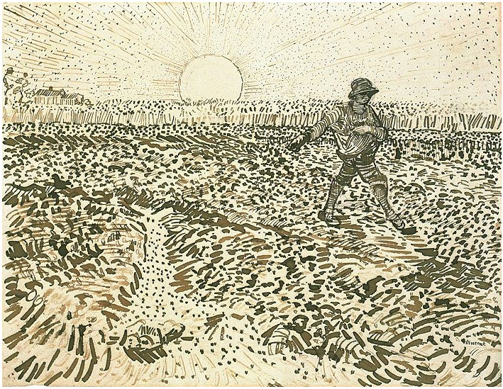 Vincent van Gogh Sembrador con Sol Poniente Drawing Vincent van Gogh's Sembrador con Sol Poniente Drawing