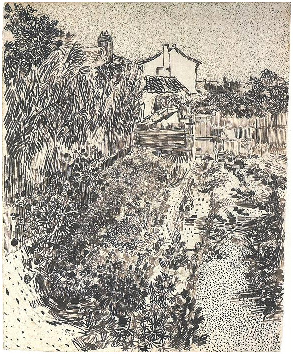 Vincent van Gogh Un jardín con flores Drawing Vincent van Gogh's Un jardín con flores Drawing