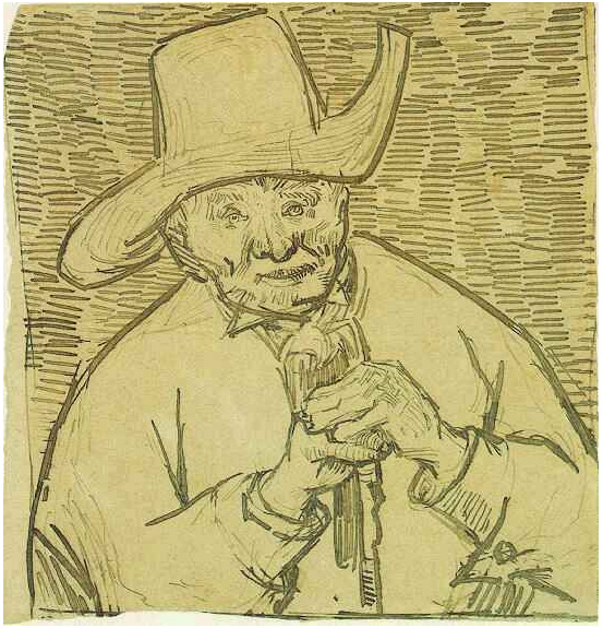 Vincent van Gogh El viejo campesino Patience Esalier con bastón, Media figura Drawing Vincent van Gogh's El viejo campesino Patience Esalier con bastón, Media figura Drawing
