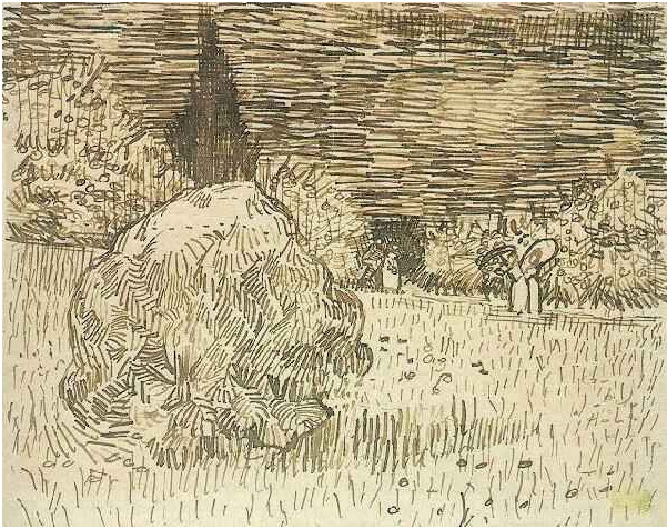 Vincent van Gogh Arbusto en el parque en Arles: El jardín del poeta II Drawing Vincent van Gogh's Arbusto en el parque en Arles: El jardín del poeta II Drawing