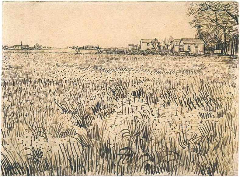Vincent van Gogh Prado con flores Drawing Vincent van Gogh's Prado con flores Drawing