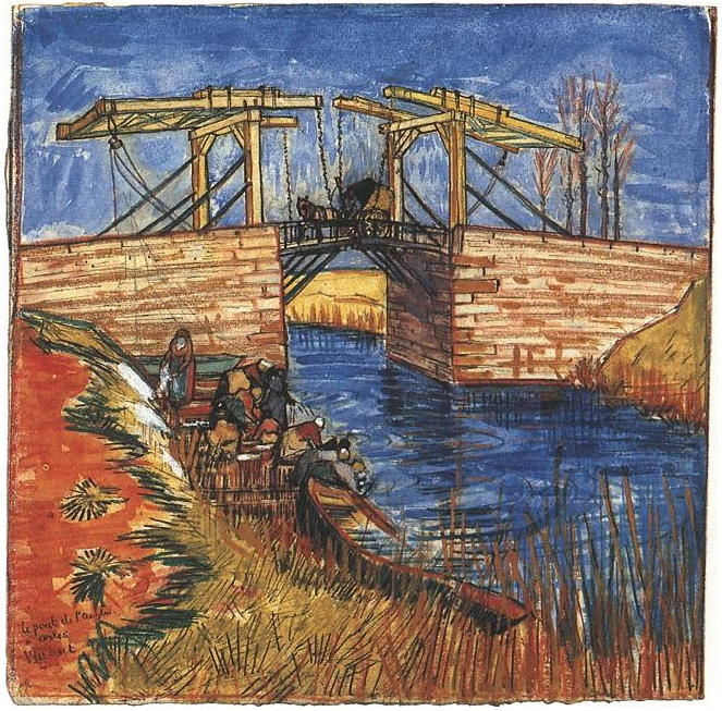Vincent van Gogh El puente Langlois de Arles Watercolor Vincent van Gogh's El puente Langlois de Arles Watercolor