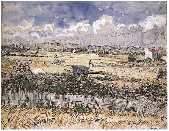 Vincent van Gogh Paisaje de la cosecha Watercolor Vincent van Gogh's Paisaje de la cosecha Watercolor