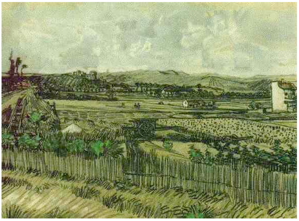 Vincent van Gogh Cosecha en Provenza, en el Montmajour izquierda Watercolor Vincent van Gogh's Cosecha en Provenza, en el Montmajour izquierda Watercolor