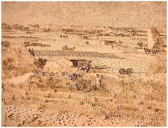 Vincent van Gogh Paisaje de la cosecha Drawing Vincent van Gogh's Paisaje de la cosecha Drawing
