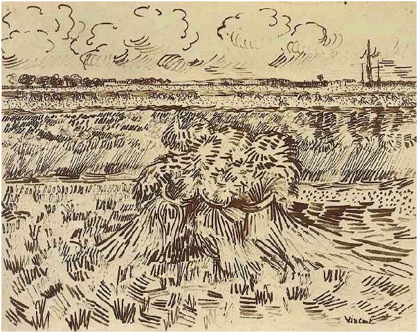 Vincent van Gogh Campo de trigo con poleas Drawing Vincent van Gogh's Campo de trigo con poleas Drawing