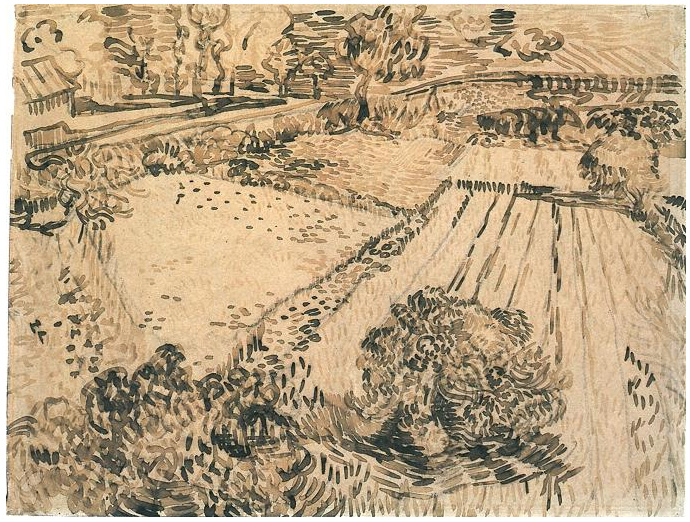 Vincent van Gogh Campos con amapolas Drawing Vincent van Gogh's Campos con amapolas Drawing