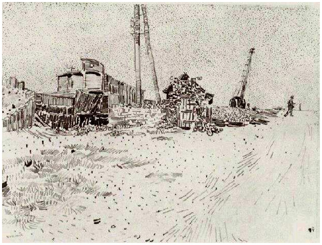 Vincent van Gogh Camino con poste telegráfico y grúa Drawing Vincent van Gogh's Camino con poste telegráfico y grúa Drawing