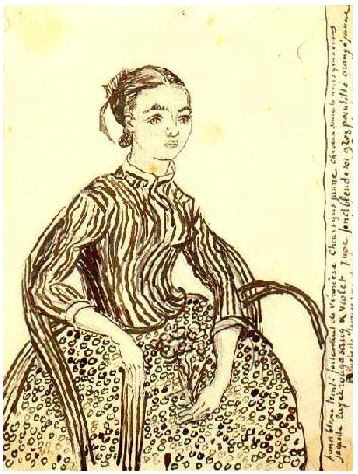 Vincent van Gogh La Mousmé, sentada Drawing Vincent van Gogh's La Mousmé, sentada Drawing