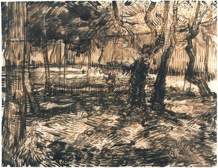 Vincent van Gogh Árboles en el jardín Drawing Vincent van Gogh's Árboles en el jardín Drawing