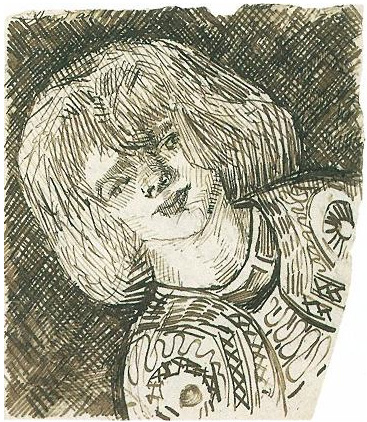 Vincent van Gogh Cabeza de una niña Drawing Vincent van Gogh's Cabeza de una niña Drawing